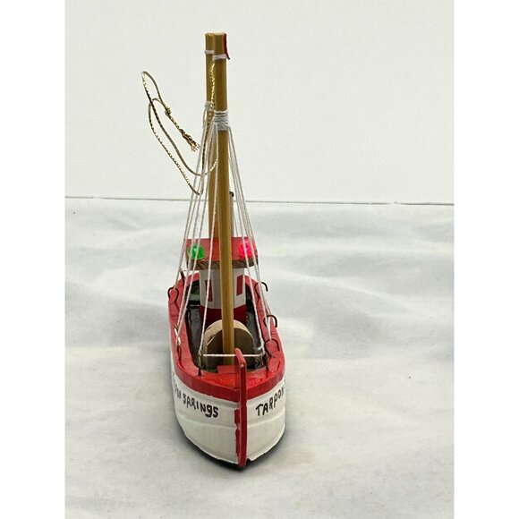 Wooden Model Fishing Boat Christmas Ornament Beach Sea Decor Tarpon Springs Fl - Picture 3 of 7